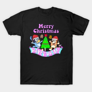 Merry Christmas and Happy Holiday // Bluey T-Shirt